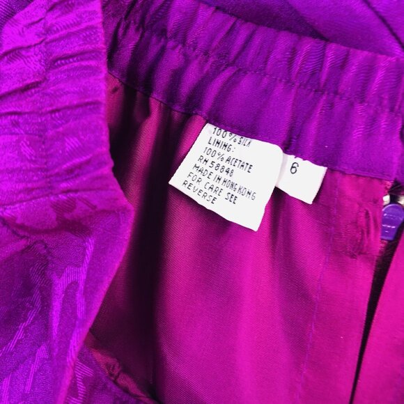 Rimini Saks Fifth Avenue Purple Evening Top Skirt Suits Sz 6 Silk Gold Bottons - Picture 6 of 16